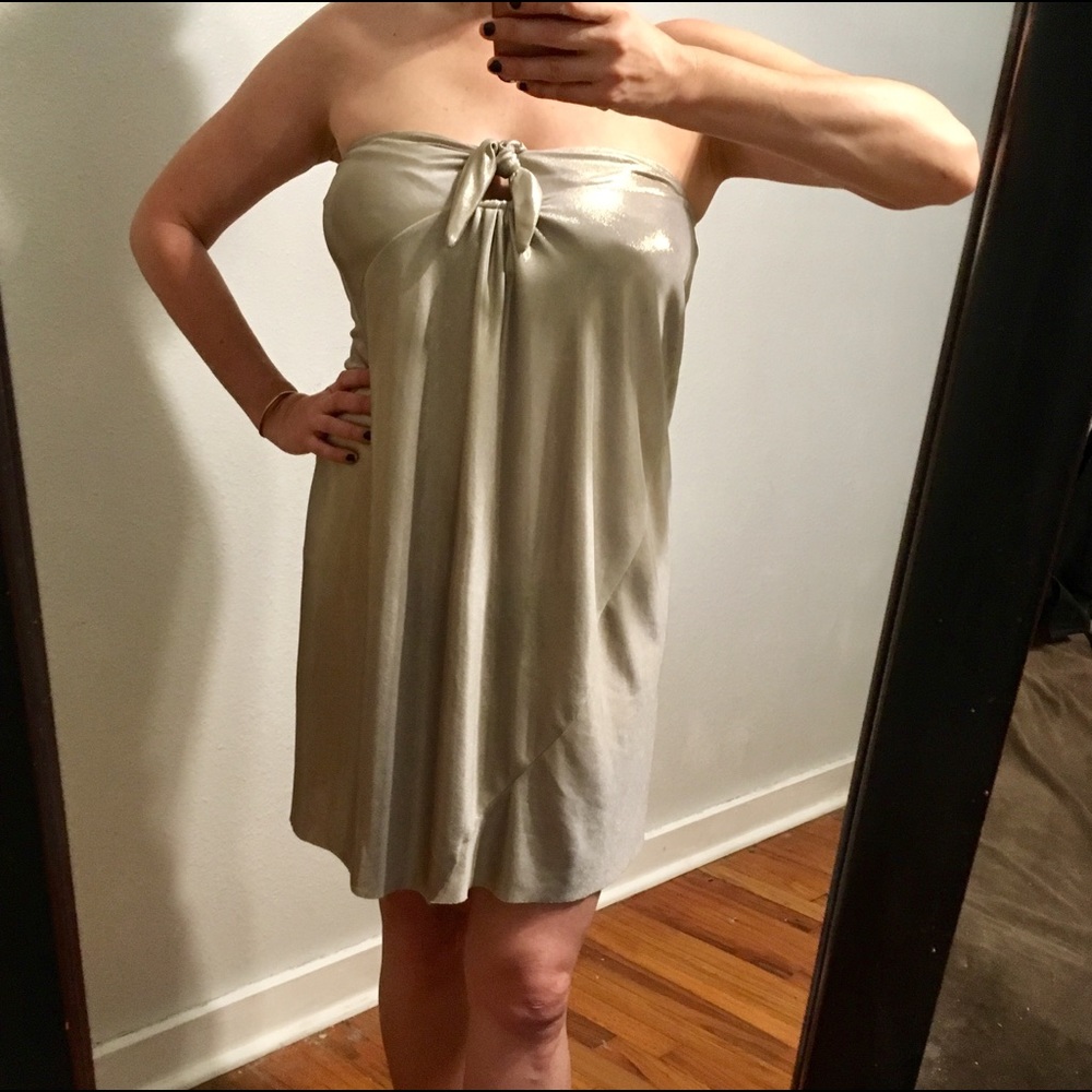 Graham & Spencer Silver Strapless Mini-Dress
